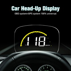 Car Hud Head-up Display GPS Obd Dual-mode Digital Display Windshield Black