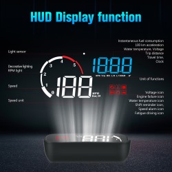 Car Hud Head-up Display M10 HD Windshield Projector Obd Overspeed Warning Blue and White