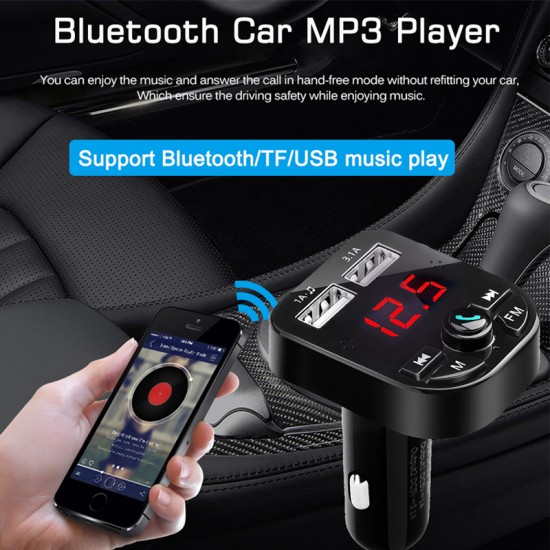 Car MP3 Music Player Bluetooth 5.0 Receiver FM Transmitter Dual USB Car Charger U Disk / TF Card Lossless Music Player black