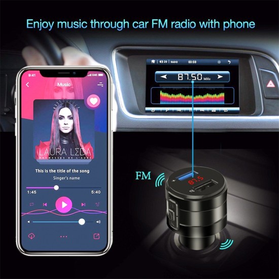 Car MP3 Player Bluetooth Hands-free FM Transmitter Music Player Radio Black