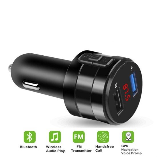 Car MP3 Player Bluetooth Hands-free FM Transmitter Music Player Radio Black