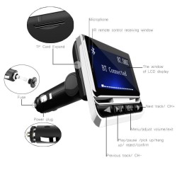 Car Mp3  Player Car Bluetooth Fm Transmitter With Usb Charger Remote Control Hands-free Call black