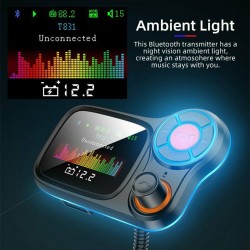 Car Mp3  Player Wireless Bluetooth-compatible T831 Lossless Sound Quality Qc3.0 Fast Charging With Atmosphere Light Fm Transmitter black