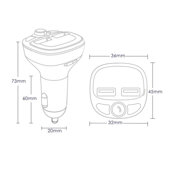 Car Mp3 Bluetooth-compatible Fast  Charger Dual Usb Car Cigarette Lighter Qc3.0 Supports Hands-free Calling Fm Transmitter Mp3 Player black_Compatible for Hyundai HY87Q-fast charging