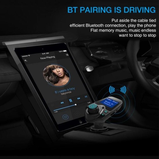 Car Multimedia Player Color Screen Car Mp3 Player Fm Transmitter U Disk / Tf Music Bluetooth Car Kit Car Charger; blue