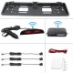 Car Parking Sensor Kit Auto Reversing Radar European License Plate Camera Front Back Electromagnetic Monitor System 3 Sensors black