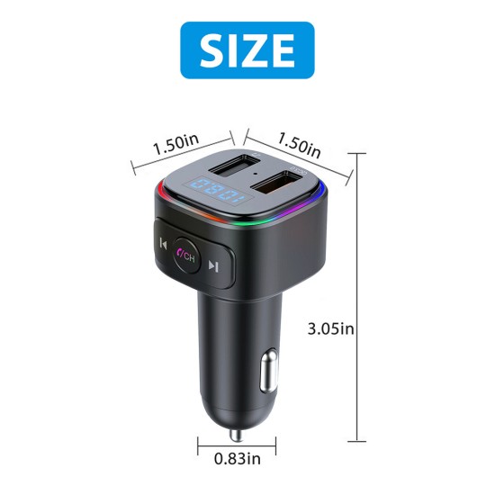 Car USB Charger Fm Transmitter Radio Adapter Bluetooth Black