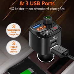 Car Wireless Bluetooth Mp3 Music Player Fm Transmitter Car Charger Hands-free Calling Adapter black