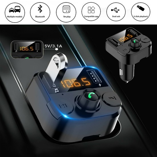 Car Wireless FM Transmitter Bluetooth 5.0 Black