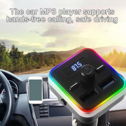 Colorful Lights Car  Fm  Transmitter V5.0 Bluetooth-compatible Wireless Handsfree Calling Dual Usb Charger Mp3 Music Player M26 black