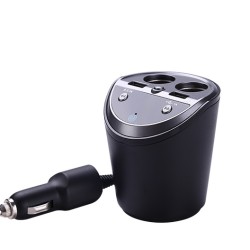 Cup Shaped Dual USB Car Charger Bluetooth Hands-free Phone Car Bluetooth MP3 Player black