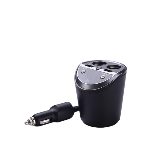 Cup Shaped Dual USB Car Charger Bluetooth Hands-free Phone Car Bluetooth MP3 Player black