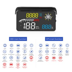 D1 Hud Car Head-up Display OBD and GPS Dual System Navigation Speedometer Black