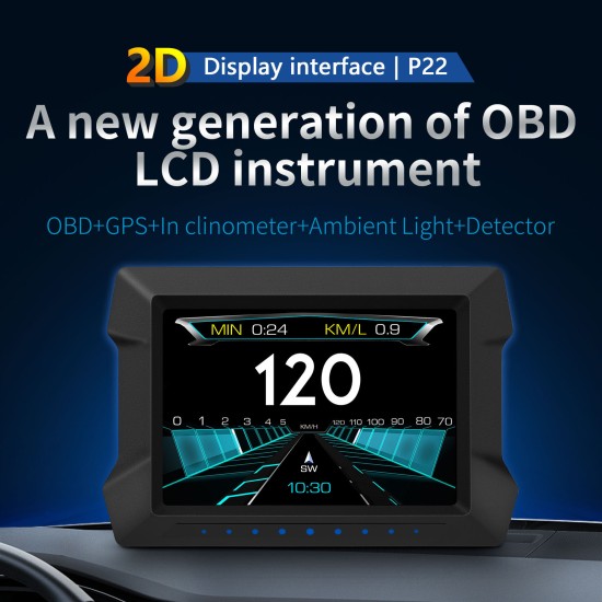 Dual System Hud Obd2 GPS Head-up Display HD Obd LCD Instrument Speedometer Black