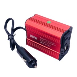 Dual USB 150W DC 12V to AC 110V/220V Power Converter Car Charger Adapter Car Inverter US Socket red