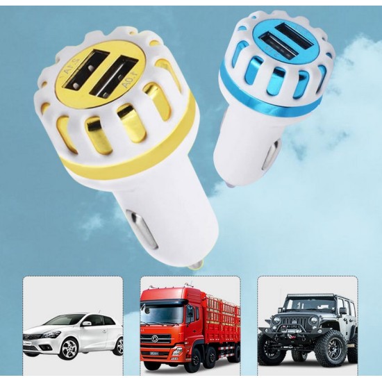 Dual Usb Car Charger Dc 5v/ 2.1a Fast Charging Adapter Universal Dual Usb Car-charger Adapter Blue