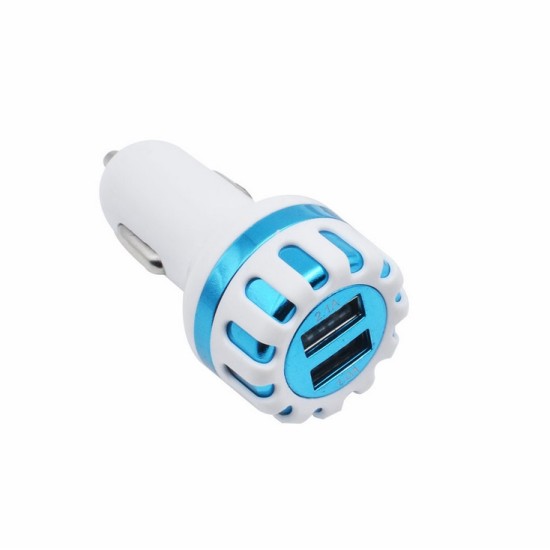 Dual Usb Car Charger Dc 5v/ 2.1a Fast Charging Adapter Universal Dual Usb Car-charger Adapter Blue