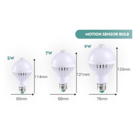 E27 Screw Led Emergency Light Intelligent  Bulb 220v 110v 5w 7w 9w Motion Sensor Night Light Home Corridor Garden Lighting Tool 7W