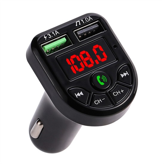 E5 Car  Mp3  Player Bte5 Bluetooth-compatible Hands-free Call Led Screen Display Power-off Memory Function Fm Transmitter Receiver black