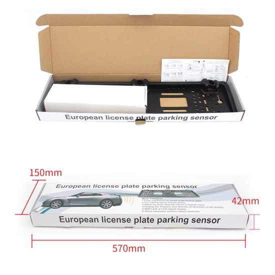 Eu Europe Car License Plate Frame Car Parking Sensor Kit black