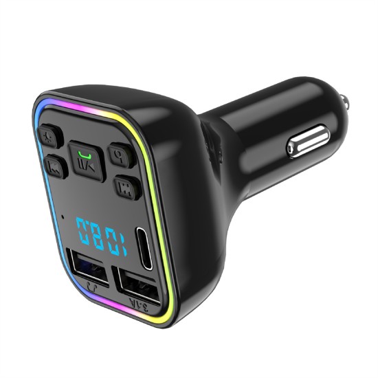 FM Transmitter Car Kit Wireless Bluetooth Hands Free Dual Usb Charger 3.1a Mp3 Music Tf Card U Disk Aux Player Black