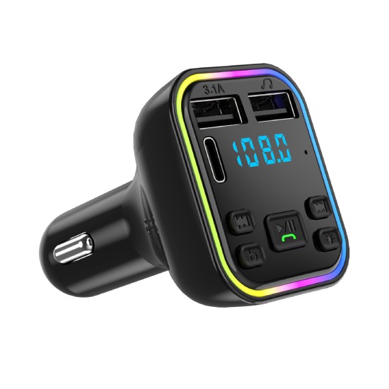 FM Transmitter Car Kit Wireless Bluetooth Hands Free Dual Usb Charger 3.1a Mp3 Music Tf Card U Disk Aux Player Black