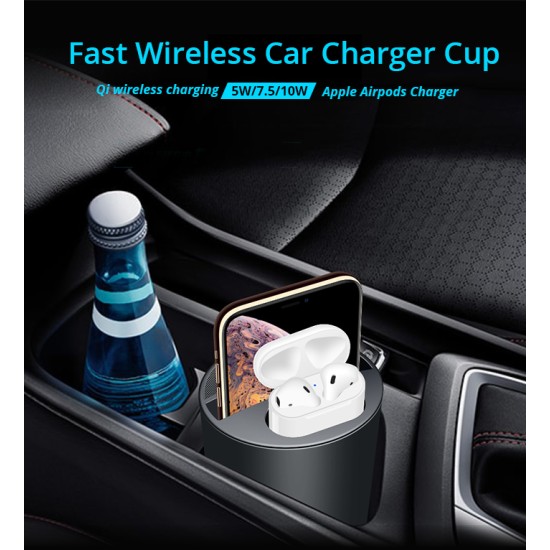 Fast Wireless Car Charger Cup for Phone XsMax/Xr/8 Car Charger for Samsung S10/S9 black_X9A