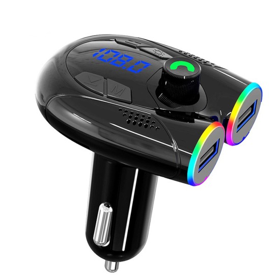 G68 Car Mp3 Player Bluetooth 5.0 FM Transmitter Hands-free Calling Usb C Port Mobile Phone Charger Black