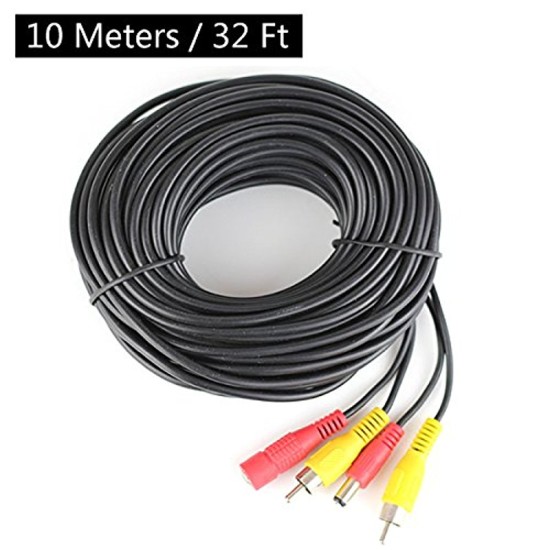 Generic 10M Security RCA Power Audio Video AV Cable For CCTV Camera, Reverse Camera