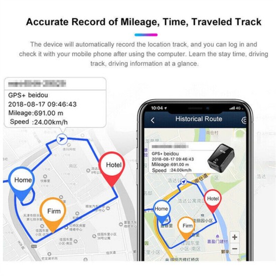 Gf09 Magnetic Micro Car Locator GPS Real Time Tracking Positioning Device App Remote Recording Device Black