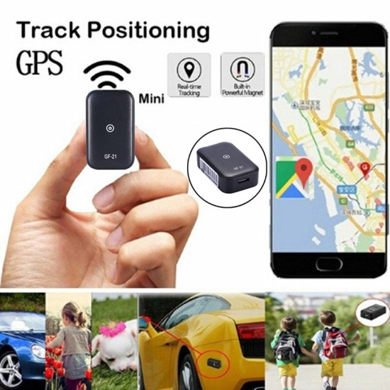 Gf21 Real-time Locator Mini GPS Wifi Alarm Driving Recorder Vehicle Personal Alarm SOS Anti-lost Device Black