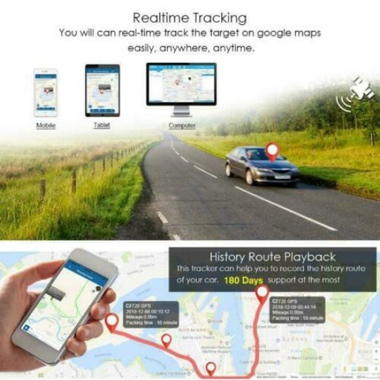 Gps Car Tracker Real Time Device Locator Remote Control Anti-theft Hidden 10-40v Locator black