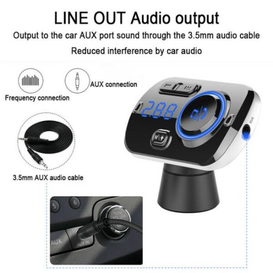 Hands-free Bluetooth Fm Transmitter Wireless Radio Adapter Car Kit Mp3  Player black