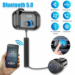 Handsfree FM Transmitter Bluetooth Transmitter Wireless Radio Adapter Car Kit Black