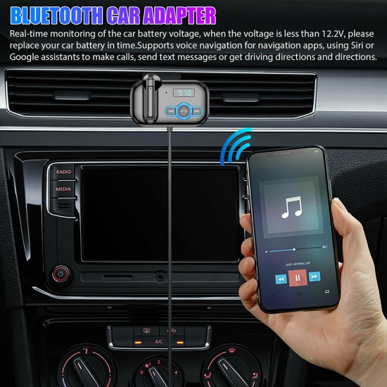 Handsfree FM Transmitter Bluetooth Transmitter Wireless Radio Adapter Car Kit Black