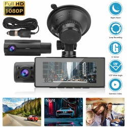 Hd 1080p 3-lens GPS Dash Cam Infrared Night Vision Lcd Screen Driving Recorder Parking Camera black