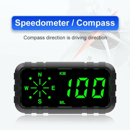 Hud Speed Odometer Mileage Car Head Up Display Compass Gps Speedometer Black