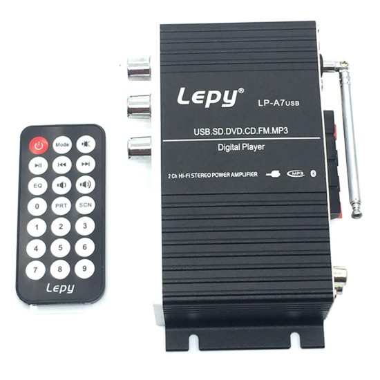 LEPY Bluetooth Mini Power Audio Amplifier Hi-Fi AMP MP3 FM USB SD AUX Car Home Black