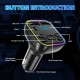 Led Backlight Bluetooth Fm Transmitter Dual Usb Type C Fast Charger Black