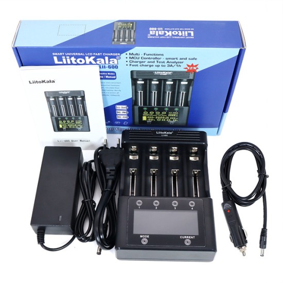 LiitoKala Lii-600 LCD Battery Charger for 26650 21700 18650 18350 20650 14500 AA AAA