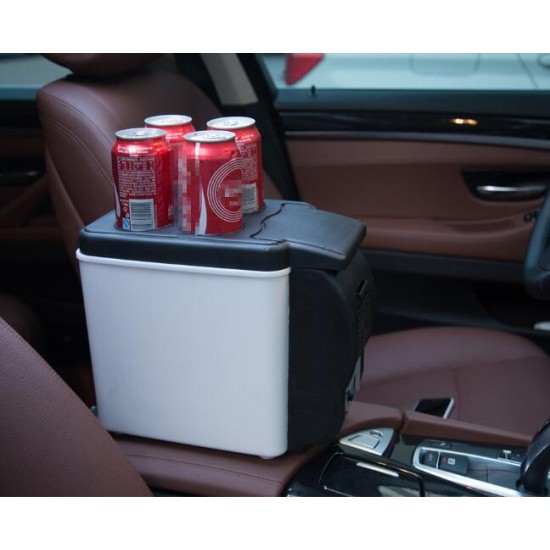 Mini 6L Car Refrigerator 12v Multi-function Travel Fridge Home Cooler Warmer with 4 Drink Holes Electric Fridge black_12V for car