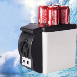 Mini 6L Car Refrigerator 12v Multi-function Travel Fridge Home Cooler Warmer with 4 Drink Holes Electric Fridge black_12V for car