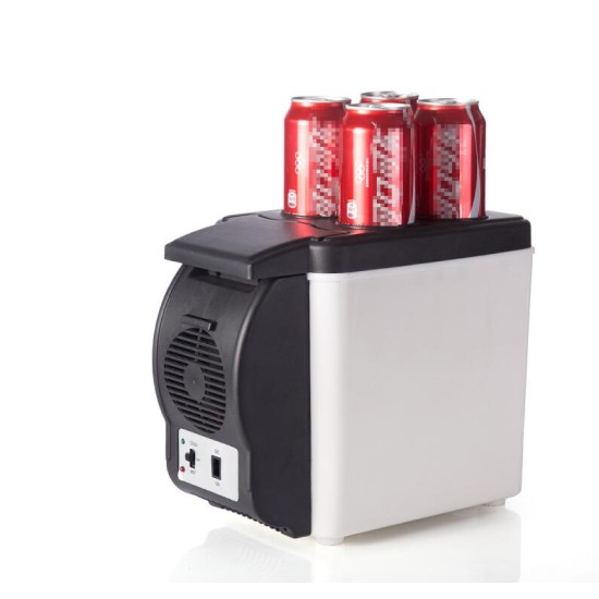 Mini 6L Car Refrigerator 12v Multi-function Travel Fridge Home Cooler Warmer with 4 Drink Holes Electric Fridge black_12V for car