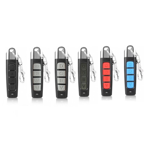 Multi-functional 433mhz Wireless  Remote Control Garage Gate Door Opener Remote Control Duplicator Cloning Code Car Key Security Alarm Black shell-red ABCD