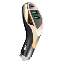 Quick Charge 3.0 Car Charger Dual USB Port Fast Car Charger Adapter Car Cigarette Lighter Golden