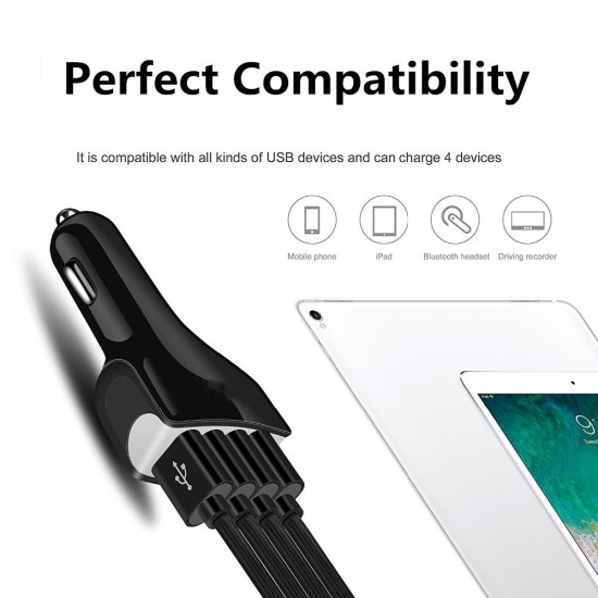 Smart  Qc3.0  Fast  Charger 4 USB Car Charger 3.5a Fast Charger For Android Iphone White