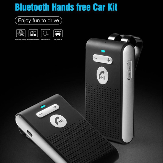 Sun Visor Car Speaker Wireless Handsfree Speakerphone Hands-free Car Kit Bluetooth Black