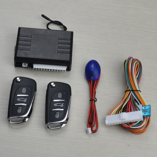 Universal Car Auto Keyless Entry System Button Start Stop LED Keychain Central Kit Door Lock with Remote Control black