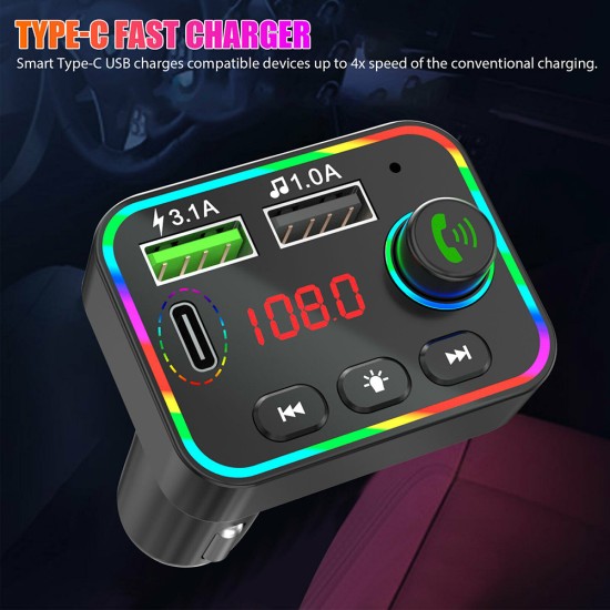 Usb Car Charger FM Transmitter Bluetooth 5.0 Black