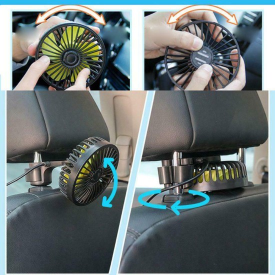 Usb Car Headrest Fan Mini Rear Seat 3-speed Adjustable Air Cooling Blowing Fans Plug And Play F407 black